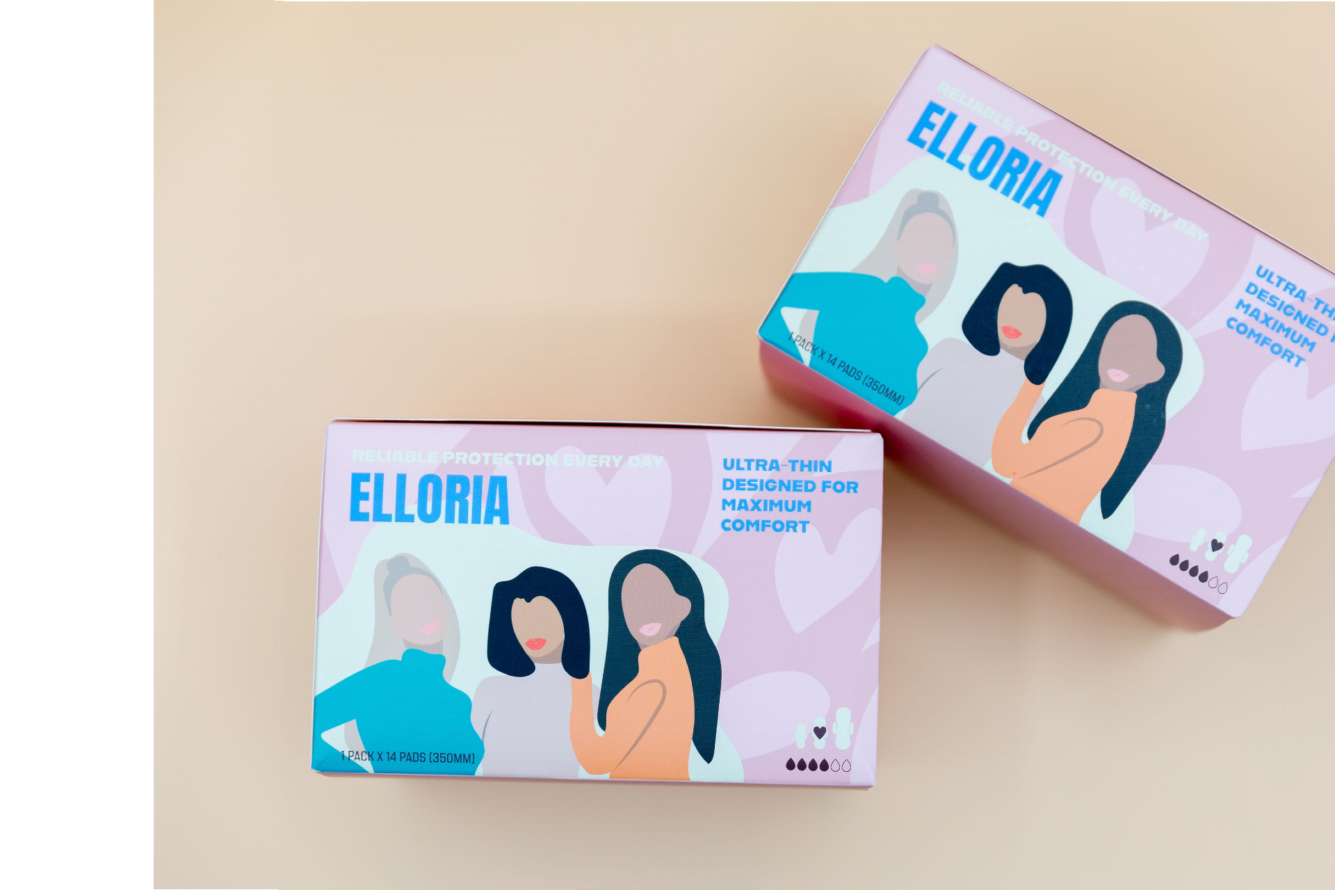 Elloria Ultra-Thin Maxi Pads, Medium Size